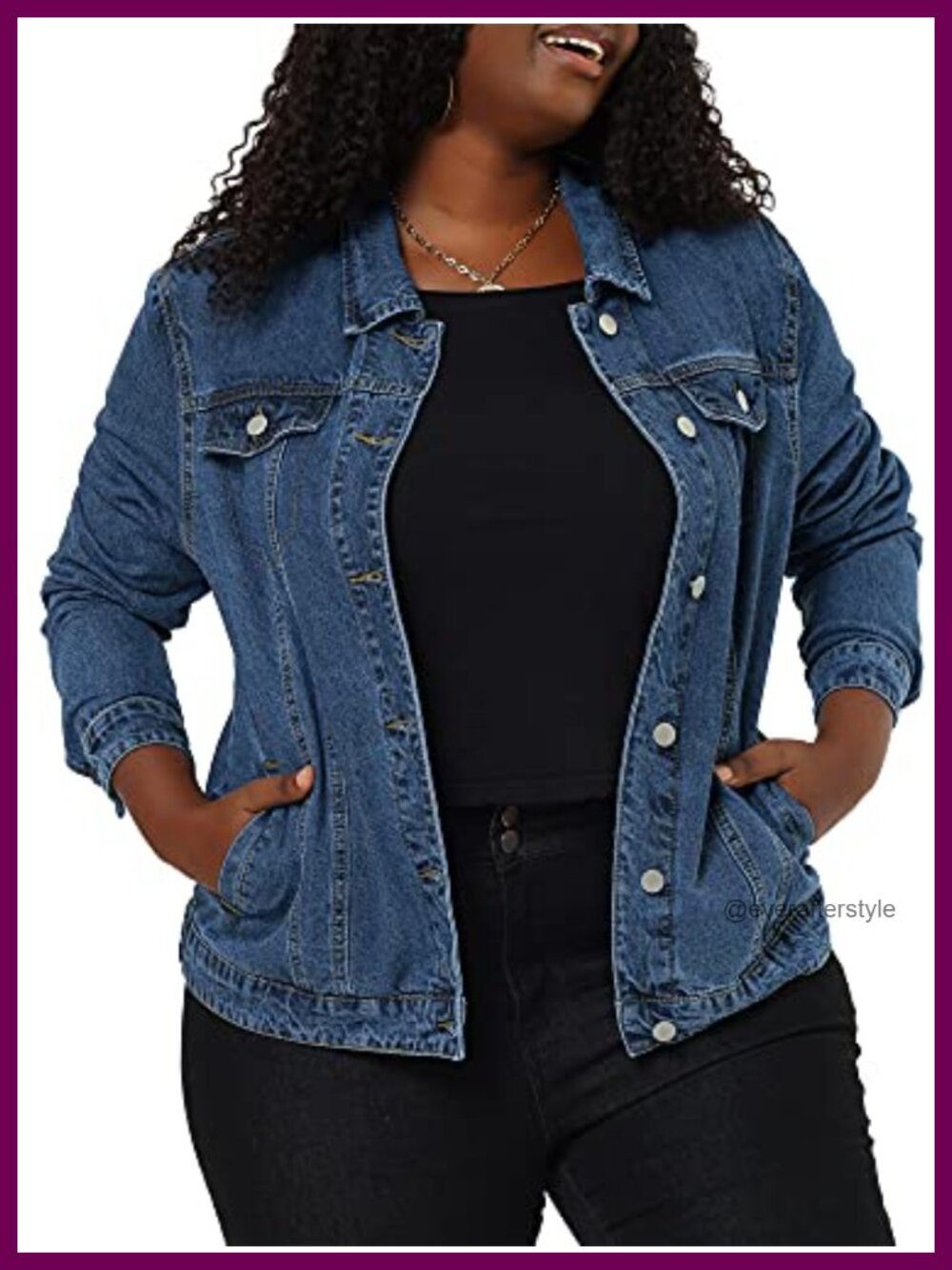 Plus Size Button Stitching Washed Denim Jacket